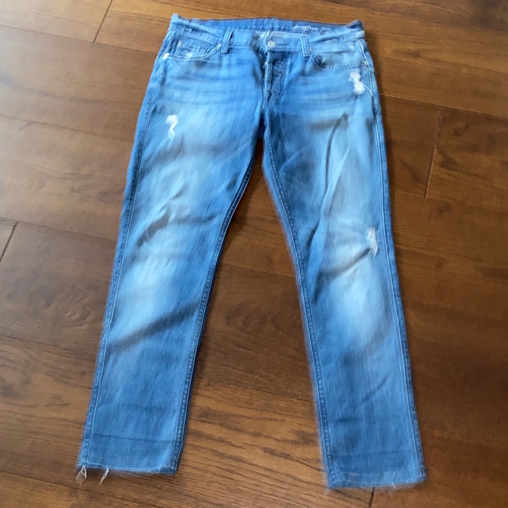 Distressed Blue Jeans
